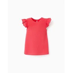 Top Côtelé Avec Volants En Broderie Anglaise Rouge