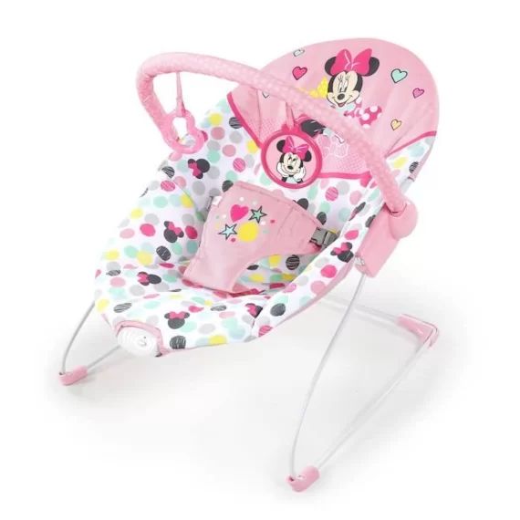 DISNEY BABY Transat Minnie Spotty Dotty avec vibrations et arche de jeux, jusqu&rsquo;à 9 mois rose