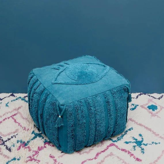 Pouf Bohème Carré Siva Saphir Bleu