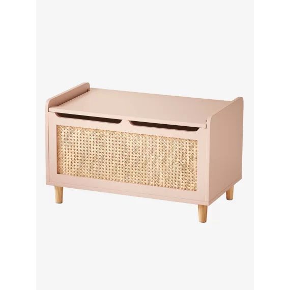 Coffre à jouets cannage LIGNE POÉSIE rose