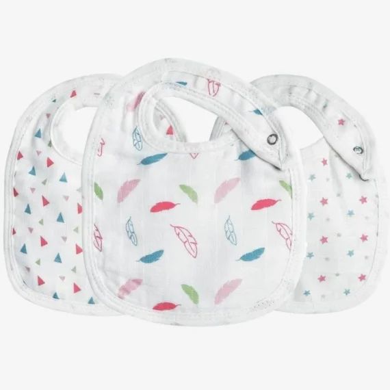 Lot de 3 bavoirs 0-4 mois en coton rose – TROIS KILOS SEPT rose