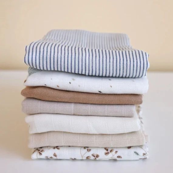 Lot de 3 langes en mousseline Mix Lierre, amande et noisette (70 x 70 cm)