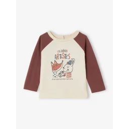 T-shirt motif artistes manches raglan bébé en coton bio vanille