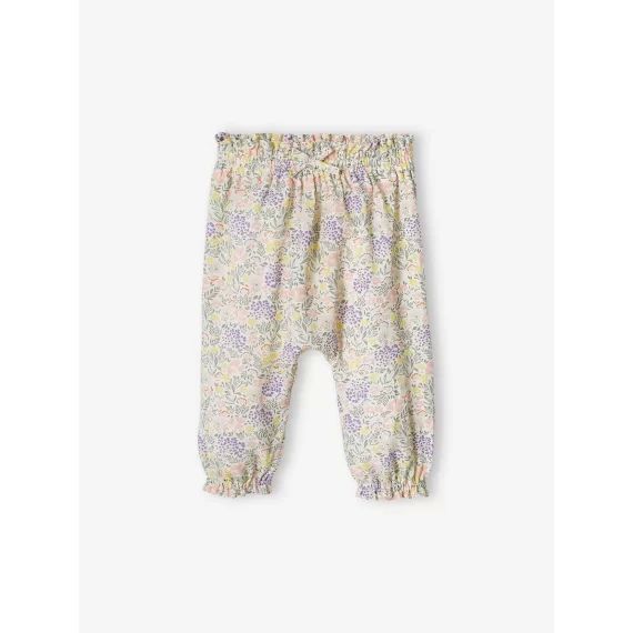 Pantalon imprimé bébé fluide écru