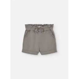 Short Uni En Coton Avec Taille Élastique Marron
