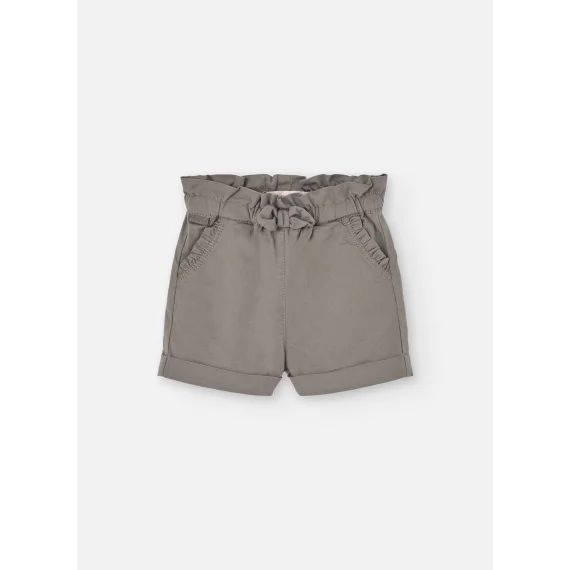 Short Uni En Coton Avec Taille Élastique Marron
