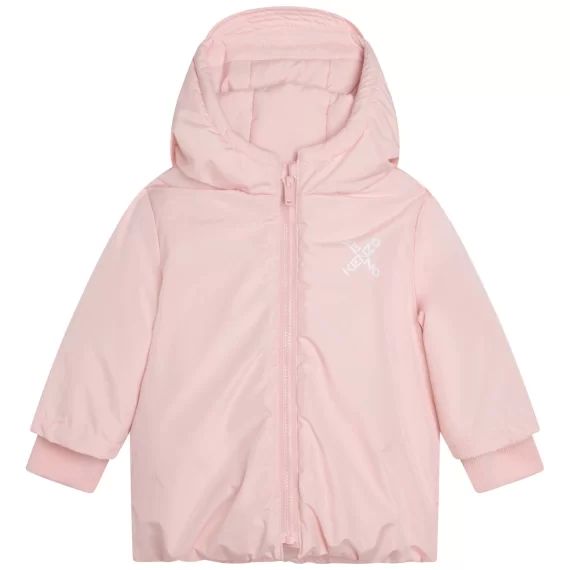 Doudoune zippée à capuche Fille Rose