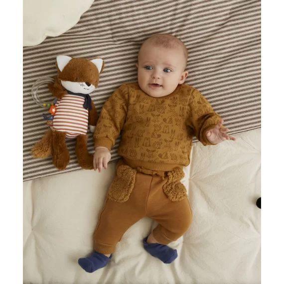 Sweat ocre bébé garçon avec imprimé animaux –  – Soldes