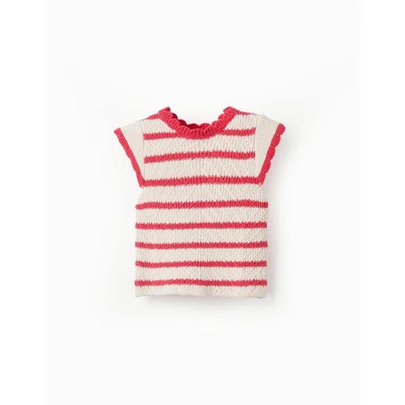 Top En Maille À Rayures Rouge