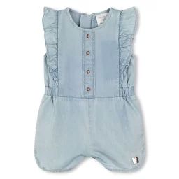Combinaison courte en coton Fille Bleu
