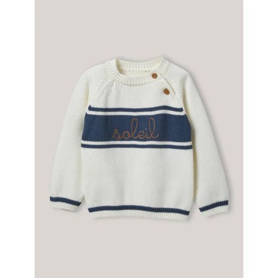 Pull Brodé En Coton Biologique Ecru
