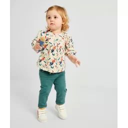 Pantalon chino bébé fille vert avec ceinture –  – Soldes