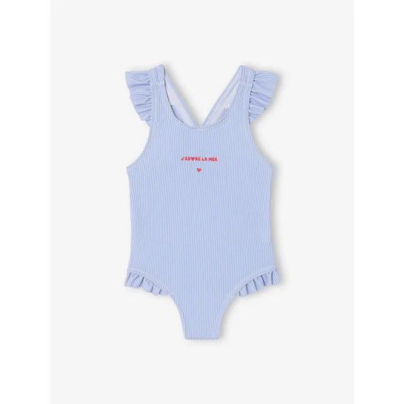 Maillot de bain 1 pièce rayé bébé fille rayé bleu/blanc