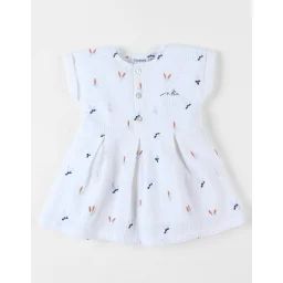 Robe Imprimé Fleuri En Crêpe De Coton Blanc
