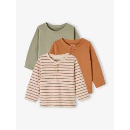 Lot 3 tee-shirts Basics en coton bio bébé noix de pécan