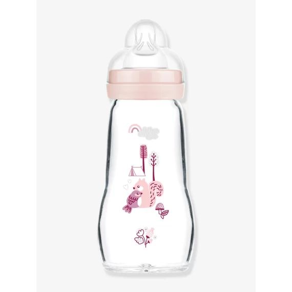 Biberon verre 260 ml MAM Feel Good débit 2 rose