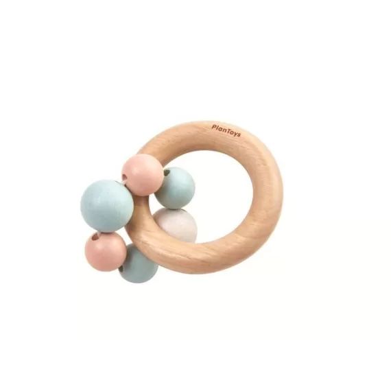 Hochet Perles Pastel – PLAN TOYS – Jouet de 1er âge bleu