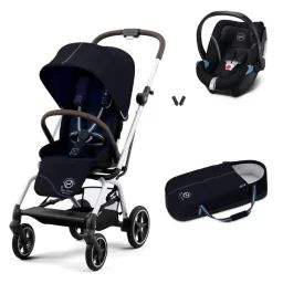 Poussette Cybex Eezy S Twist PLUS 2 – Châssis Silver + Cocoon S – Ocean Blue + Coque Auto Aton 5 – Deep Black (2022)