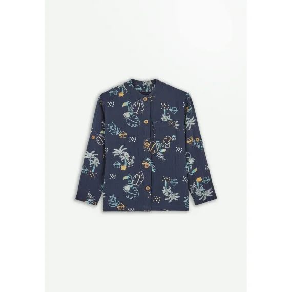Chemise En Gaze De Coton Athi Bleu