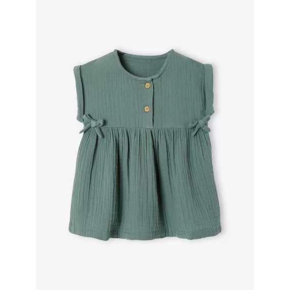 Robe bébé en gaze de coton vert