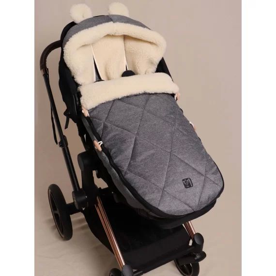 Chancelière poussette XL EARS WOOL KAISER gris