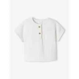 T-shirt tunisien en gaze de coton naissance personnalisable écru