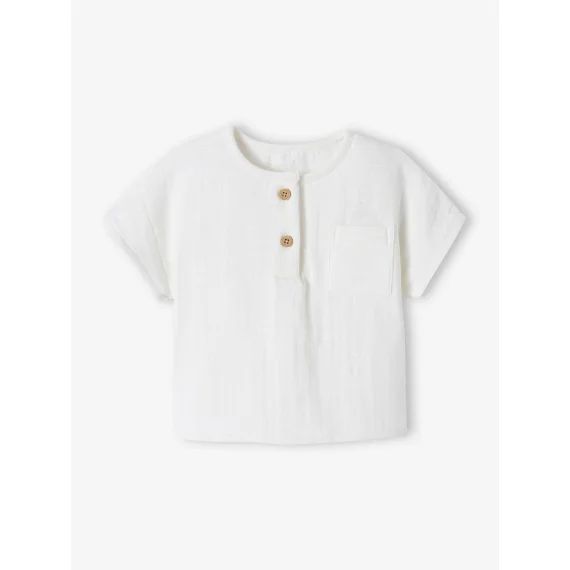 T-shirt tunisien en gaze de coton naissance personnalisable écru