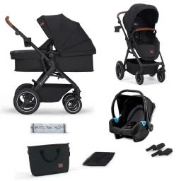 Poussette Kinderkraft B-Tour + Nacelle + Coque Auto Mink – Black