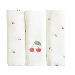Lot De 3 Langes Gaze De Coton Bio Cerises