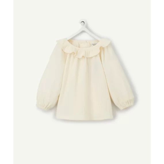 Blouse bébé écrue avec col volanté