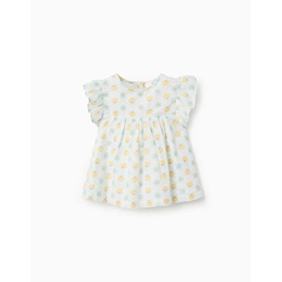 Blouse Avec Motif Floral Vintage Et Volants Blanc