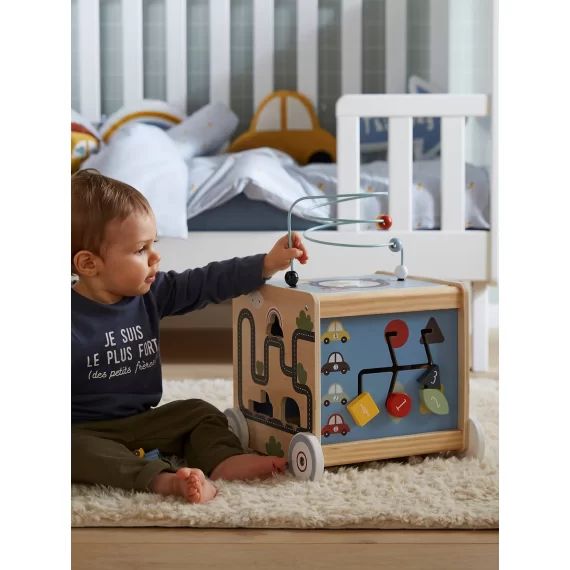 Cube d&rsquo;activités à tirer EN VOITURE SIMON en bois FSC® multicolore