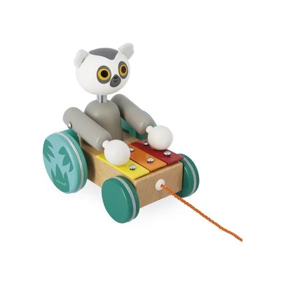 Lémurien xylophone à tirer en bois Tropik