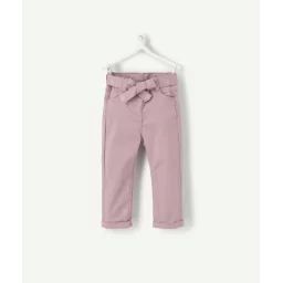 Pantalon slim bébé fille parme avec ceinture brodée –  – Soldes