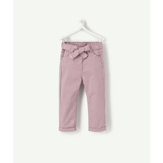 Pantalon slim bébé fille parme avec ceinture brodée –  – Soldes