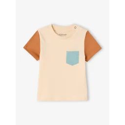 T-shirt colorblock bébé manches courtes noisette