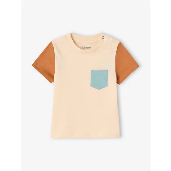 T-shirt colorblock bébé manches courtes noisette