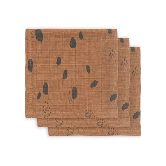 Lot de 3 mini langes hydrophiles Spot caramel (31 x 31 cm)