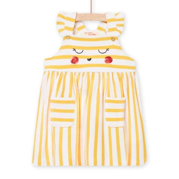 Robe À Rayures Jaunes Animation Lapin Bébé Fille