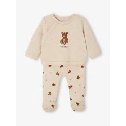 Ensemble naissance ours beige chiné