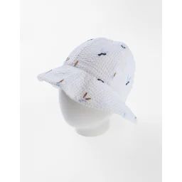 Chapeau Imprimé Végétal Blanc