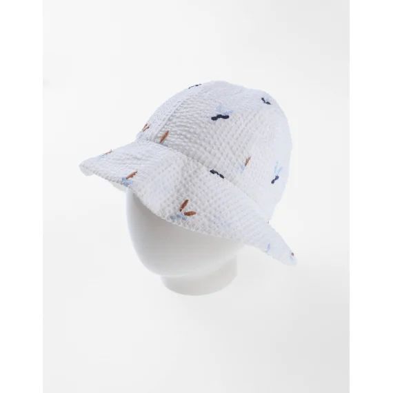 Chapeau Imprimé Végétal Blanc