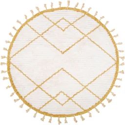 Tapis lavable rond Côme écru et mangue (120 cm)