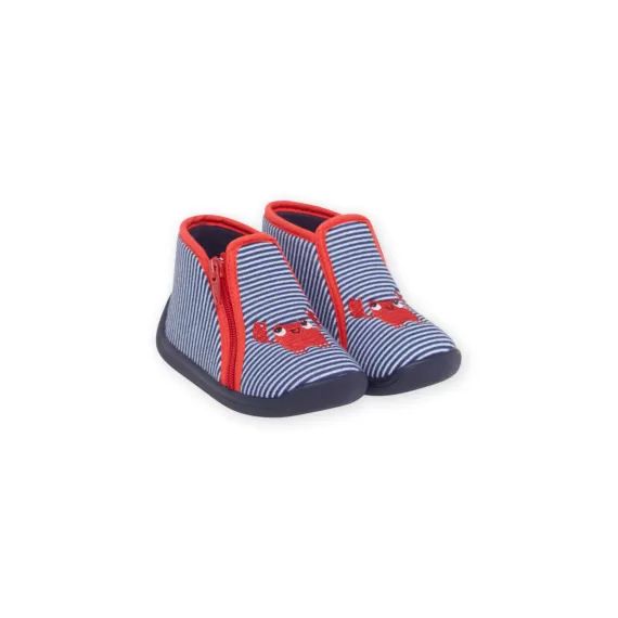 Bottillons Bleu Marine, Rouges Et Blancs À Motifs Crabes Bébé Garçon