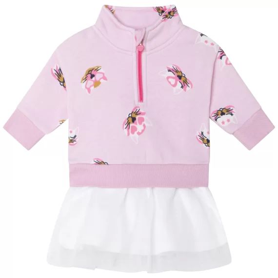 Robe en molleton et tulle Fille Rose