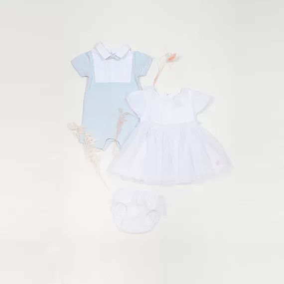 Combi-short de cérémonie coton Garçon Bleu