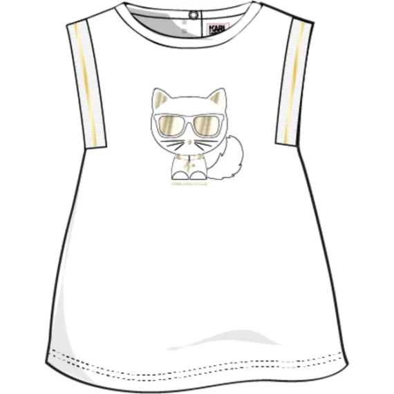 Robe en coton avec imprimé Fille Blanc