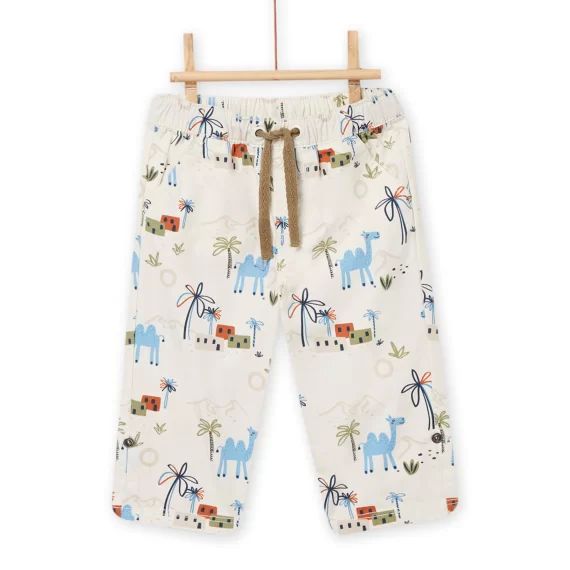 Pantalon Écru À Imprimé Fantaisie Bébé Garçon – Beige