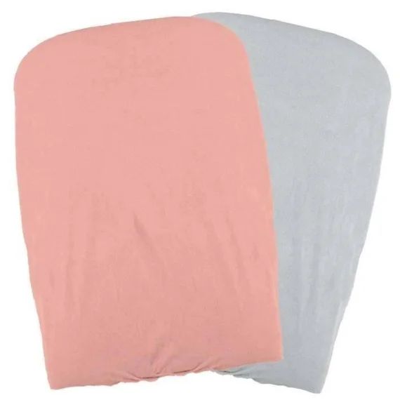 DOMIVA Lot 2 Housses matelas à langer – Polycoton – Oeko-Tex® – Pêche/Perle – 50 x 75 cm rose