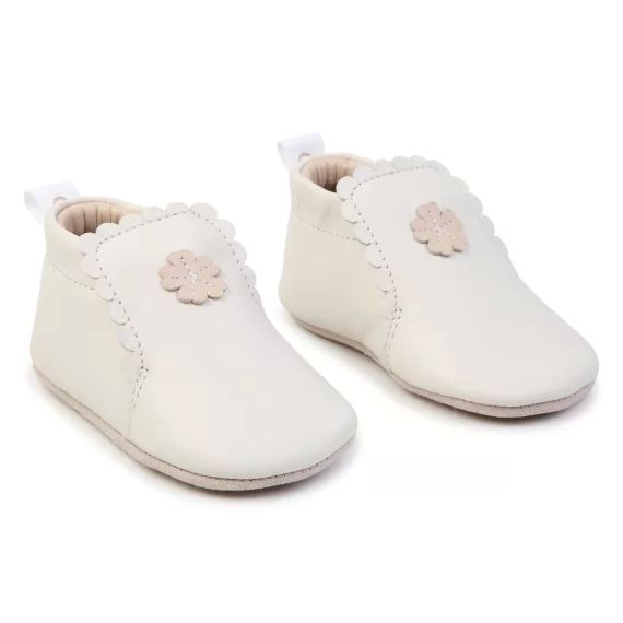 Chaussons en cuir avec patch Fille Blanc